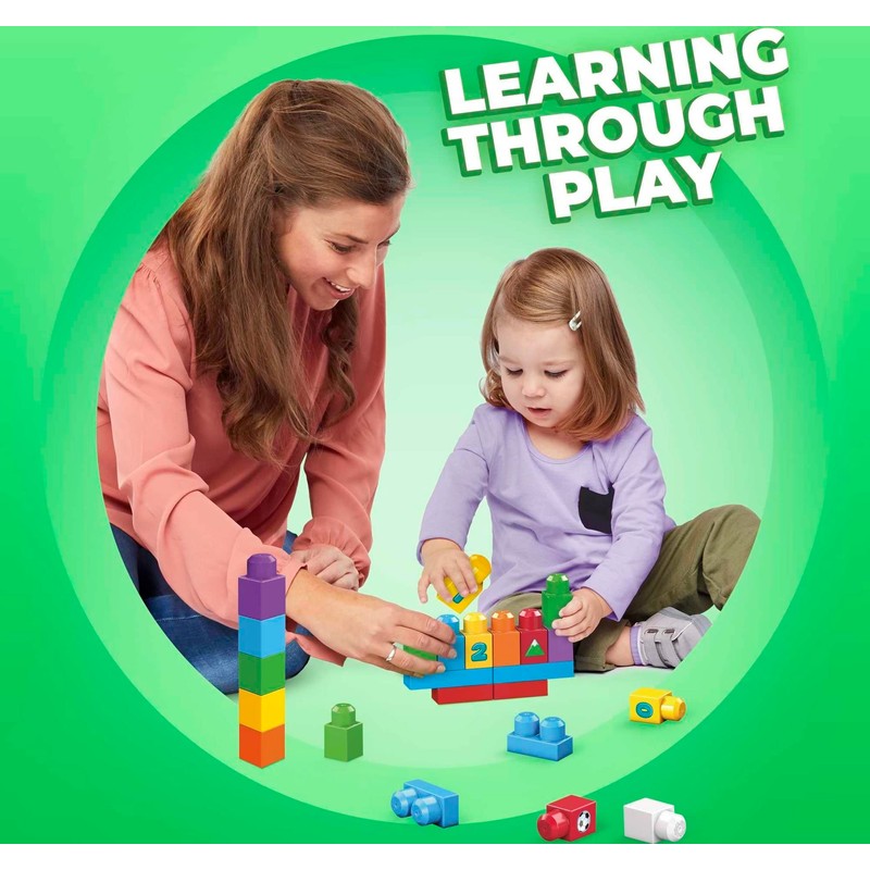 MEGA BLOKS 150 Toddlers Blocks Learning Toy Building Set, Let's