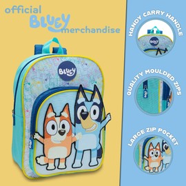 Bluey Kids Backpack Preschool Childrens Bag Boys & Girls Nursery Rucksack With Large Front Pocket - Blue