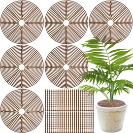 11.8 Inch Plant Pot Grid,6 Pack Plant Pot Soil Covers Protectors with 48 Stakes,Cat Pet Digging Stopper for Indoor Outdoor