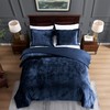TAMGHO Navy Blue Velvet Comforter King Set 3pc, Blue Velvet