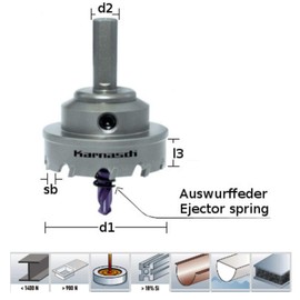 Karnasch KARNASCH Jigsaw with Hard Metal, 30mm Diámetro, 12mm Longitud de Corte, 10mm Diámetro del Vástago, 2.2mm Ancho de Corte, 6 Dientes, 1