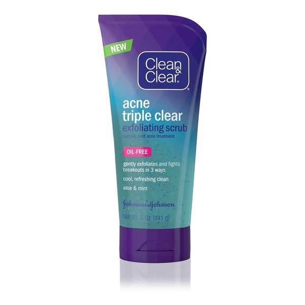 Clean & Clear Acne Triple Clr Scrub Exfoliating 5 Ounce Oil-Free (147ml) (2 Pack)