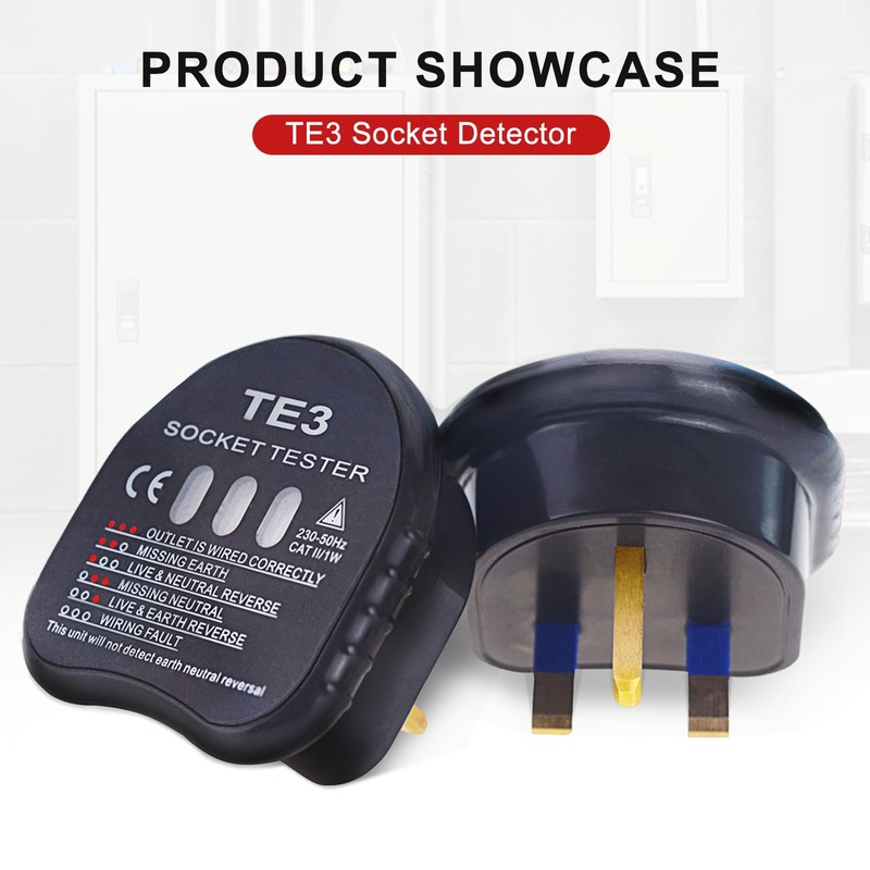 Socket Tester UK, Electrical Tester, 250V Plug Outlet Meter with