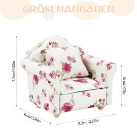 Dollhouse Sofa Floral Pattern Couch Chair Dollhouse Accessories Miniature Furniture Miniature Sofa Mini Sofa with Cushion Dollhouse Furniture