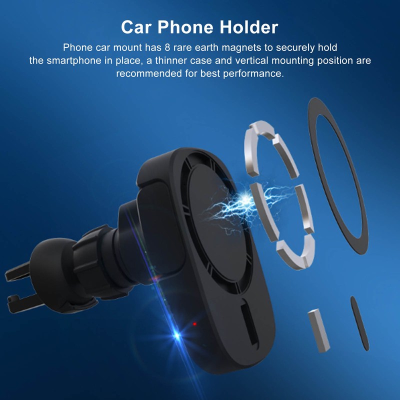 Wireless Car Charger 15W 360° Rotation Magnetic Universal Air Vent