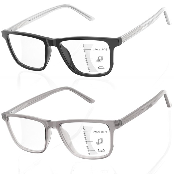 JO Progressive Multifocus Reading Glasses 2 Pack Reader with Metal