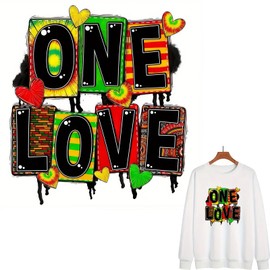 One Love Iron On Transfers for T-Shirts Rub on Transfers Stickers Vinyl Ready to Press Stickers Iron on Decals for T-Shirts Clothing Hoodie DIY Crafts