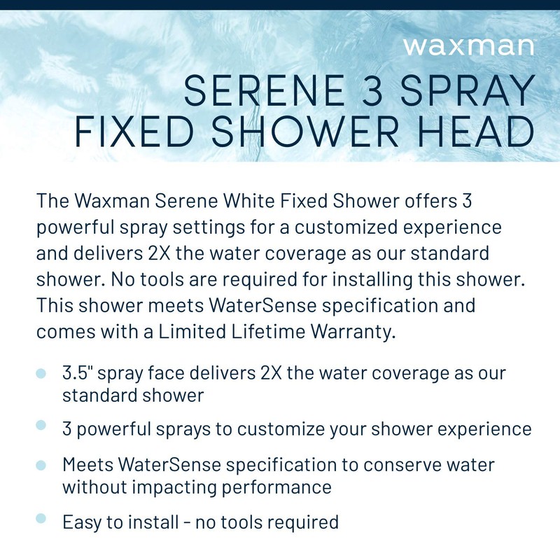 Waxman Serene 3 Spray Fixed Shower (White)