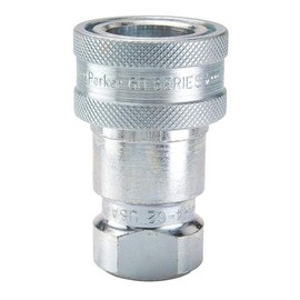 Parker Hannifin H2-62 Series 60 Steel Multi-Purpose Quick Coupler with Female Pipe Thread, ISO 7241 Series B Interchange, Poppet Valve, 1/4" Body Size, 1/4"-18 NPTF Thread, 2.26" Length