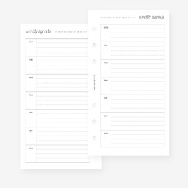 Personal Undated Weekly No.09 Horizontal Lined Week on One Page Planner Insert for Filofax Personal, LV MM agenda refill 6 hole 3.75 x 6.75