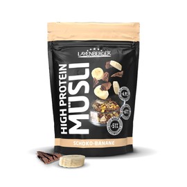 Layenberger 3K High Protein Müsli, 51% Eiweiß und 20% Kohlenhydrate - Single Pack (1x 390 g) - Schoko-Banane