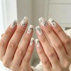 24 unghie finte a pressione con foglie dorate e blu,