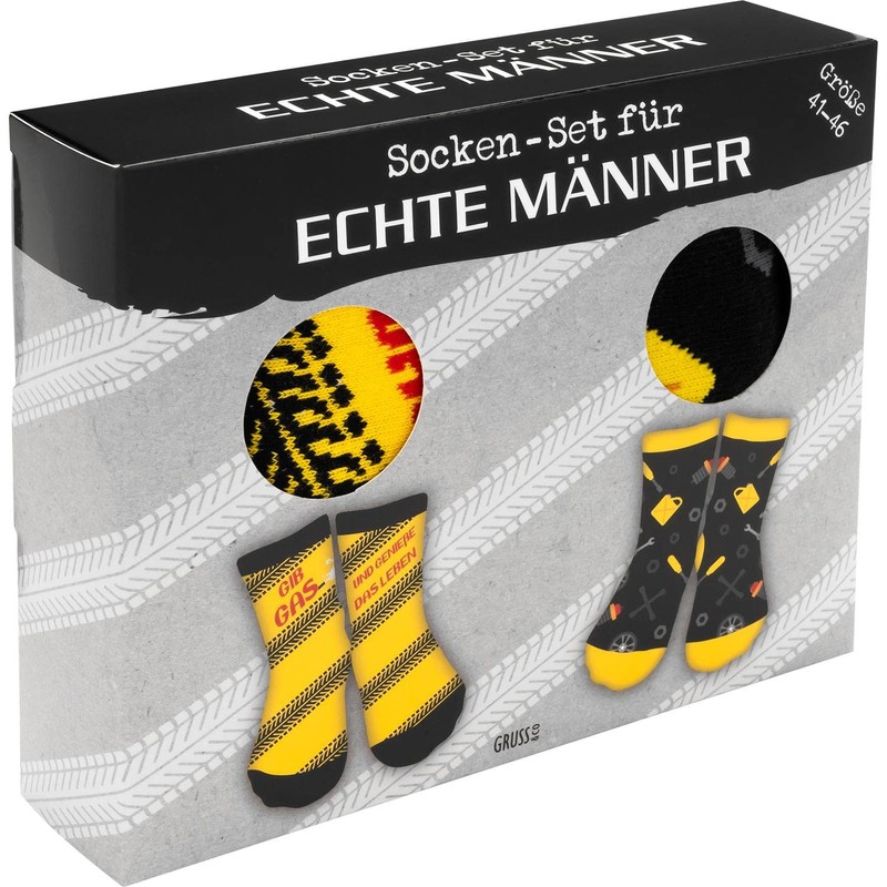 GRUSS & CO Socks Set with "Gib Gas" Motif, Gift