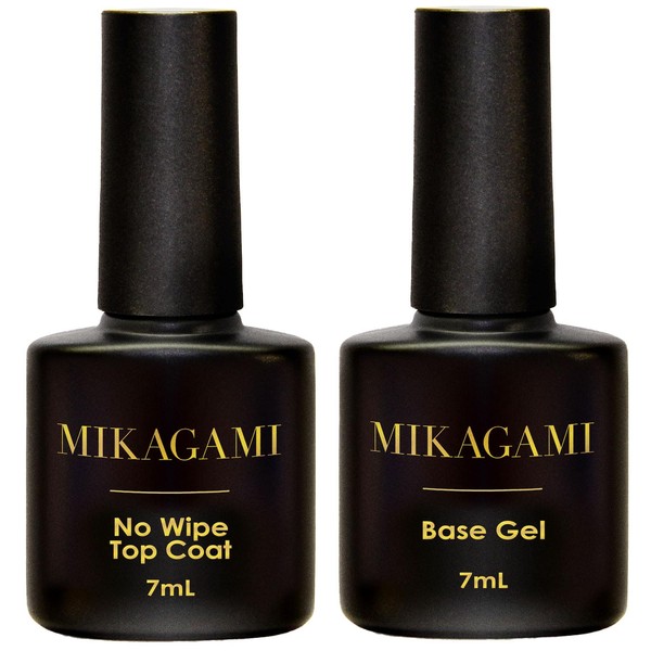 MIKAGAMI Non-Wiping Top Coat Base Coat Set, Gel, HEMA Free,