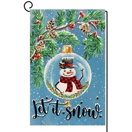 BLKWHT Christmas Snowman Garden Flag 12x18 Vertical Double Sided Let It Snow Winter Holiday Outside Decorations Burlap Yard Flag BW728