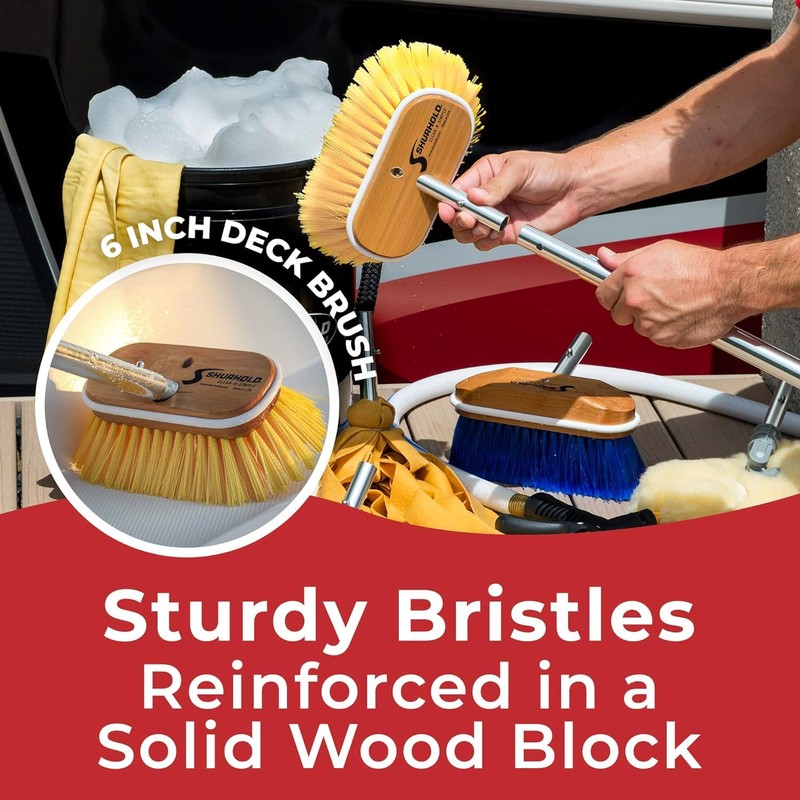 Shurhold Classic 6" Soft Bristle Boat Deck Brush, Safe for