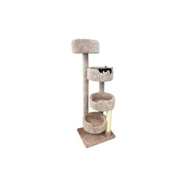 Maykoosh Rustic Romance Large Cat Stairway ? Neutral Color Solid Wood Cat Playground, Modern Multi-Level Cat Tree Tower for Indoor Cats, 24" L x 20" W x 65" H Brown