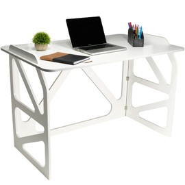 EXCELLO GLOBAL PRODUCTS Stow Away Desk with 30" x 47" Writing Surface: Perfect for Apartments, Dorms, Small Spaces and Work from Home (White)