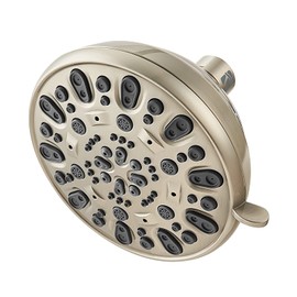 Cabezal de ducha de alta presión VMASSTONE de 4.7 pulgadas, cabezal de ducha fijo de lluvia con 7 ajustes de pulverización con junta de bola giratoria de latón ajustable, excelente reemplazo para tu cabezal de ducha de baño (FM-001 níquel cepillado)