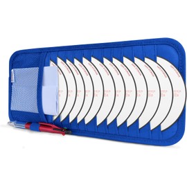 Fancy Mobility CD Case Holder for Car - Sun Visor Organizer for 12 CD’s/Dvd’s, 1 Mesh Pocket & 1 Horizontal Pen Holder - Safe, Ergonomic Design (Blue)