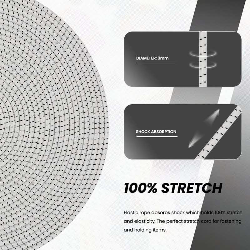 Abma Cord Bungee Cord 100% Stretch 3mm 30M Elastic Shock