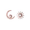 Reffeer Solid 925 Sterling Silver CZ Moon Star Earrings Stud