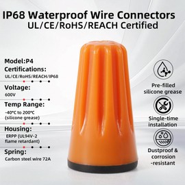 Lenporl 100PCS Waterproof Wire Connectors 20-14AWG, Silicone-Filled Waterproof Wire Nuts for Landscape Lighting & Electrical Connections, Low Voltage Wire Connector for Irrigation, Wet and Dusty