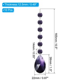 PATIKIL Teardrop Crystal Chandelier Pendants Beads, 10 Pack 165mm Length 38mm Chandelier Prisms Parts Ornaments Hanging Beads for DIY Arts Crafts Decoration, Violet