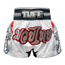Tuff Muay Thai Boxing Shorts Double Tigers (White, XL)