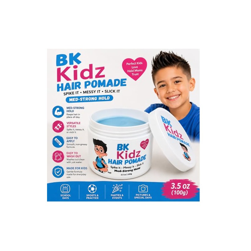 Pomada para el cabello BK Kidz, fijación fuerte, 3,5 oz