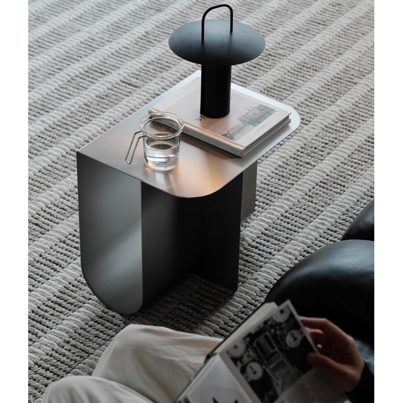 Modern Stainless Steel Side Table,Minimalist Storage Coffee Table(Silver)