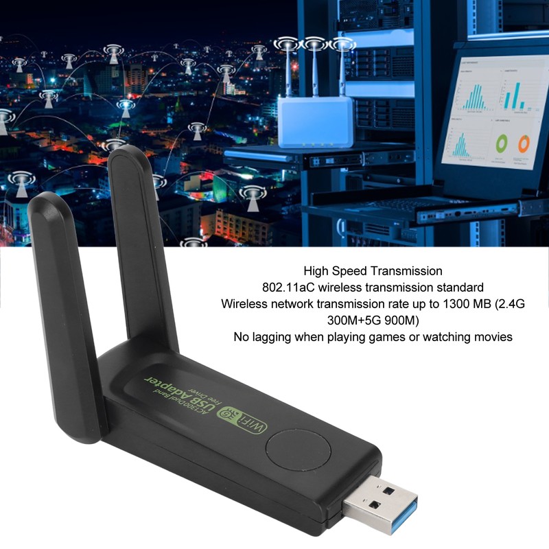 Wireless Network Card Adapter 1300Mbps 2.4G 5G Dual Band High
