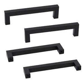 HY HUIJUN Set of 4 Cabinet Handles, Modern Stainless Steel Square 12 x 12 mm Handles, Furniture Handles, Reusable, for Kitchen Drawers, Cupboard, Furniture