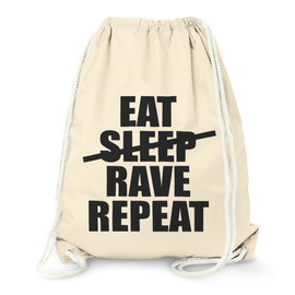 MoonWorks Cooler Techno Gym Bag, Eat Sleep Rave Repeat, Party Festival Bag Made of Sturdy Cotton, Gym Bag