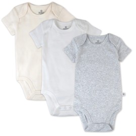 HonestBaby Multipack Short Sleeve Bodysuits One-Piece 100% Organic Cotton for Infant Baby Boys, Girls, Unisex, 3-Pack Natural Ombre, 6-9 Months