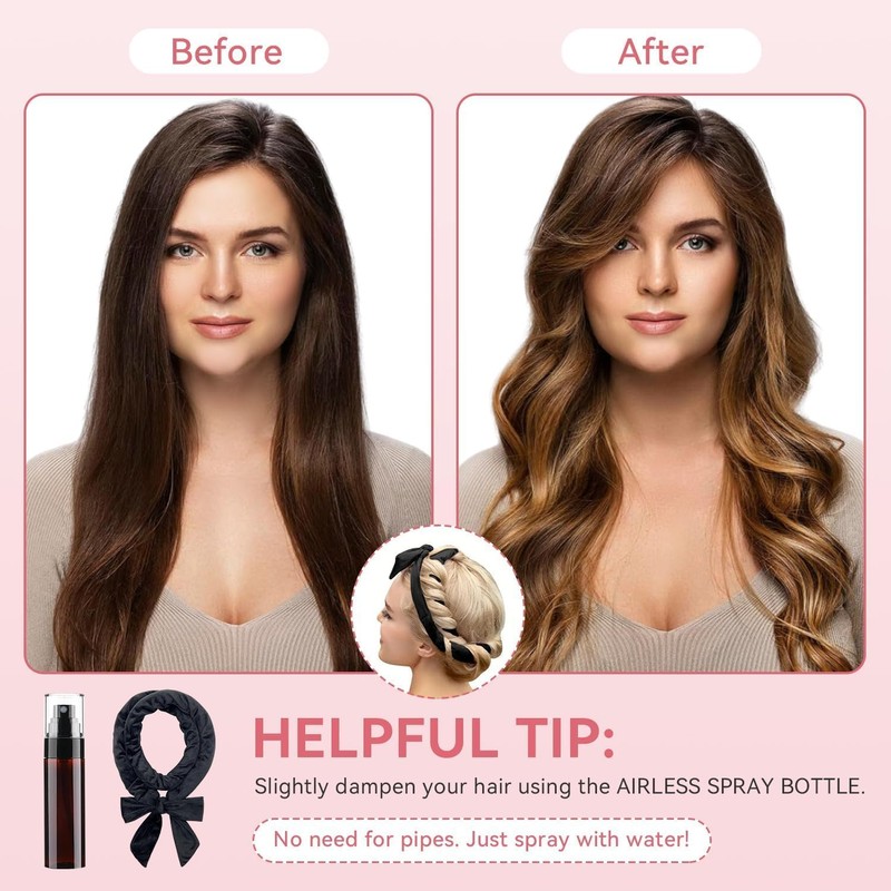 Rizadores de Cabello Sin Calor, 9 Pcs, Kit de Ondas