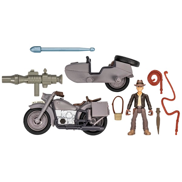 Indiana Jones Worlds of Adventure with Motorcycle and Sidecar Action Figure Set, 2.5-inch, Action Figures, Ages 4 and Up