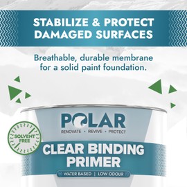 Polar Clear Binding Primer - 33 Fl Oz - High-Adhesion Primer for Drywall, Plaster, Cement, Stucco & Wood - Interior & Exterior Clear Base Coat & Paint Prep