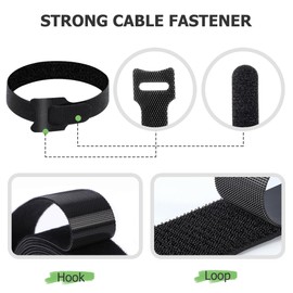 50PCS Reusable Cable Straps Wire Ties,Adjustable 6-Inch Cord Organizer Ties with Hook and Loop for Home, Office and Data Centers(Black)