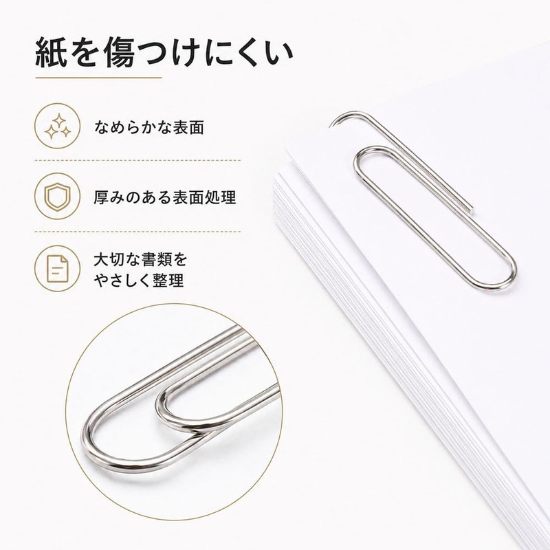 100枚セット ゼムクリップ ニッケルめっき防錆紙クリップ 28mm 強靭で耐久性 書類整理