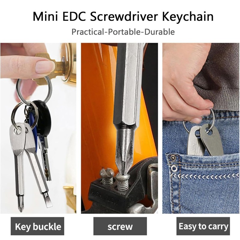 Gasea 8Pcs Keychain Screwdriver, Pocket Screw Driver Key Chain Flathead