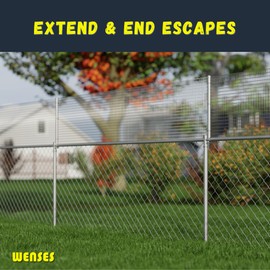 Wenses 1-3/8" Chain Link Fence Height Extender (9-Pack), 25" Galvanized Fence Extension Height Kit for Dogs, Includes Steel Ties