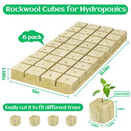 Legigo 1.2 Inch Rockwool Cubes Seed Starter Grow Cubes for Hydroponics, Rock Wool Planting Cubes Clone Cubes Soilless Cultivation Hydroponics Pods for Garden Plants Germination (6 Sheet, 216 Plugs)