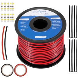 Erlandens 16AWG 100ft 2-Pin Parallel Wire Copper Clad Aluminum Extension Cord 16/2 Wire Hookup Low Voltage Landscape LED Lighting Strips, Red&Black