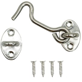 SZXMDKH Cabin Hook, Eye Latch & Bolt for Door Locks, Window Stay Silent Holder, Stainless Steel, 75 mm, Silver