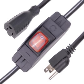 Extension Cord with Waterproof Switch, 3-Prong Outdoor, Indoor on/Off Extension Cord Heavy-Duty 1875W 125v/250v SJTW (1.5 Ft,Black) ﻿ ﻿