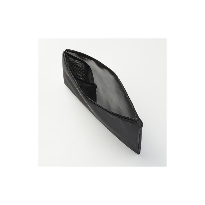 MUJI NDD45A9A Nylon Mesh Case with Pockets Black for A5