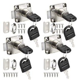 CODIRATO Set of 4 Cabinet Locks, Furniture Lock, Letter Box Lock, Screw-On Lock with Key Set, Mailbox Lock, Zinc Alloy Cylinder Furniture Lock for Cupboards, Drawers, Desk