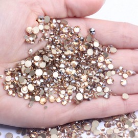 1440PCS Flatback Rhinestones Gems Champagne Gold Glass Crystal Rhinestones Gems for Nail Art/Face Decor/Craft 1.3-2.8MM