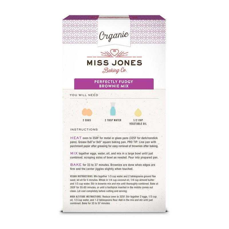 Miss Jones Baking Organic Fudge Brownie Mix, Non-GMO, Vegan-Friendly: Rich